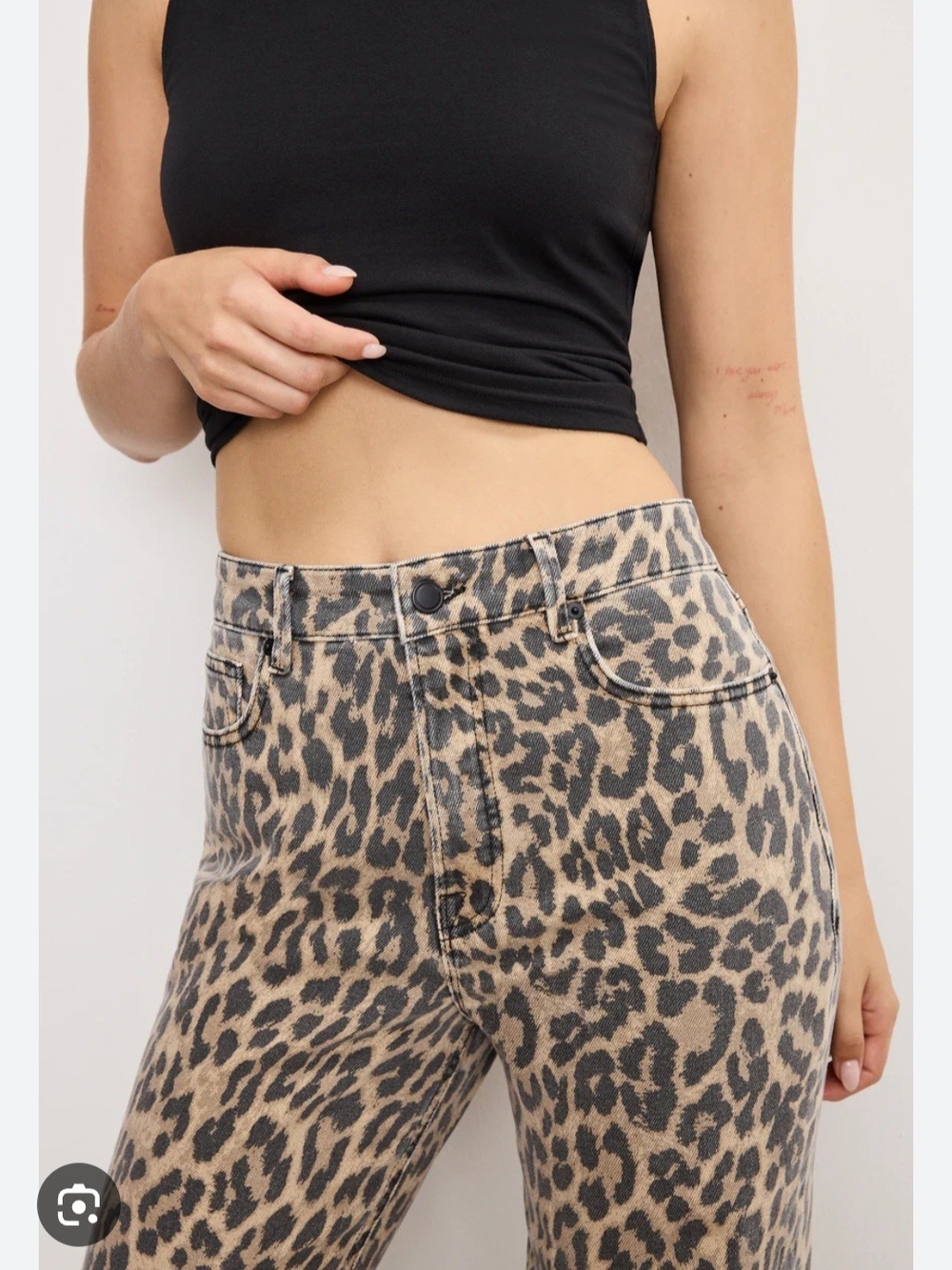 Good American Good Kick Flare Leopard Jeans,